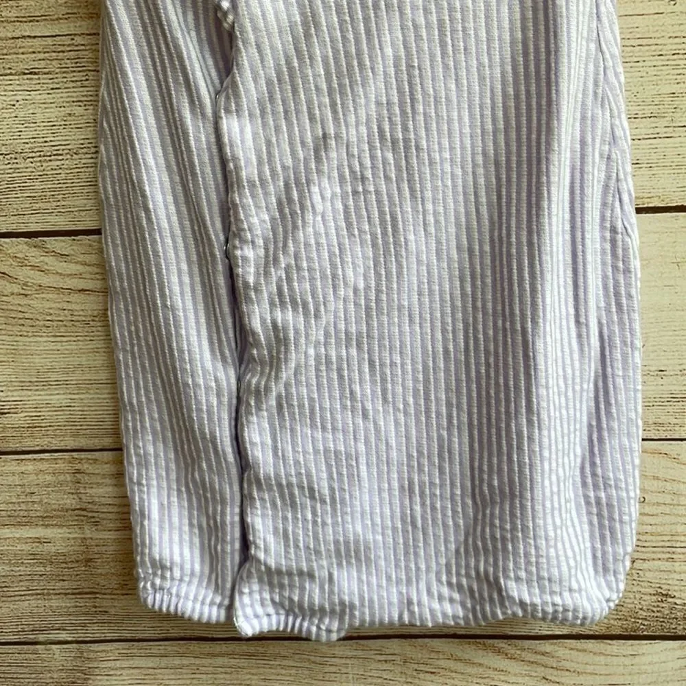 RALPH LAUREN SOFT KNIT ROMPER‎ IN LAVENDER AND WHITE STRIPES